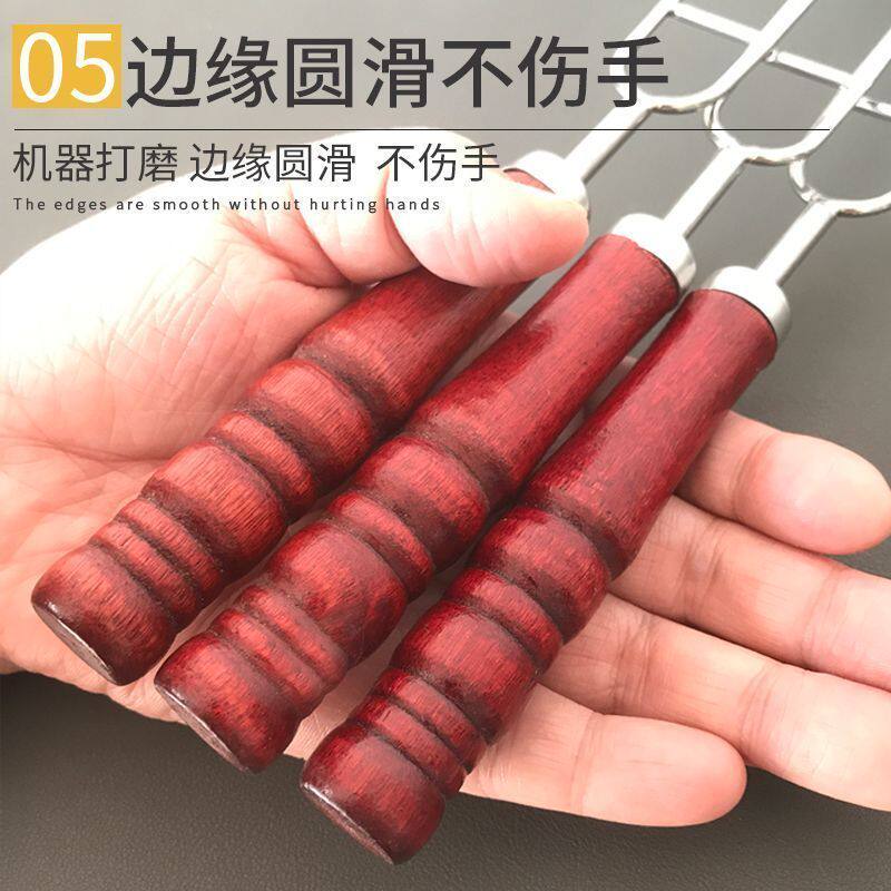 烧烤304不锈钢签子加厚鸡翅叉子家用串签带把圆签铁签U型木柄签字
