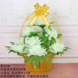 清明节手提花蓝上坟塑料扫墓祭祀用品小花篮菊花插花束挂花小花圈