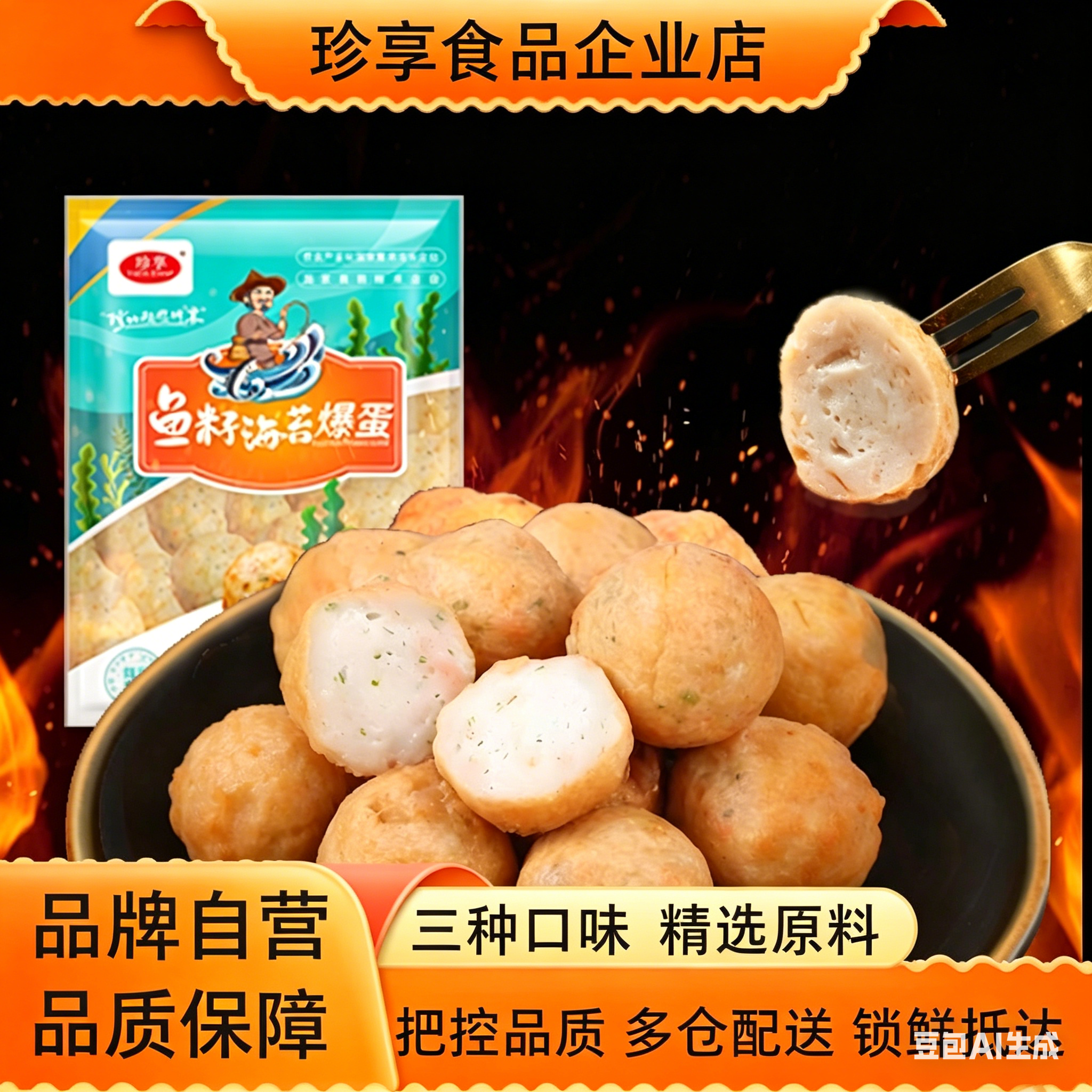 【便利店同款丸子】珍享鱼籽海苔爆蛋早餐美味Q弹爆汁烧烤25颗/包