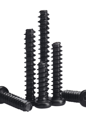 碳钢黑色十字圆头割尾自攻螺丝PT平尾开槽小螺钉M2.3*12/M3*25/M4