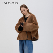 时髦宽松短款 310MOOD冬季 新款 斗篷v领泰迪熊外套百搭保暖上衣外搭