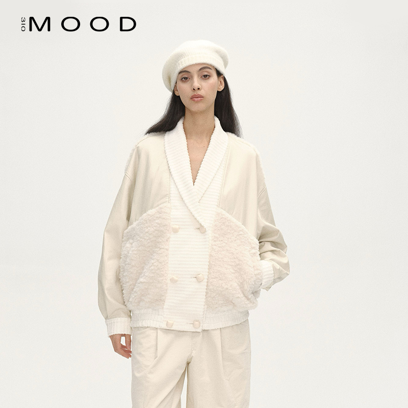 310MOOD青果领拼接泰迪外套