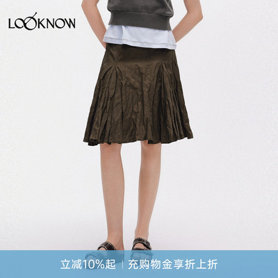 ICE DUST x LOOKNOW2026春季新品褶皱感半身裙短裙女