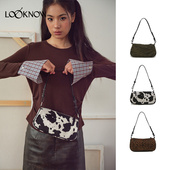 LOOKNOW 2025年冬季 sfsg 新款 黄色豹纹皮革腋下包