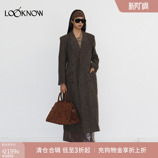 棕色戗驳领沙漏型大衣女 LOOKNOW2025秋冬新款 halfmoon