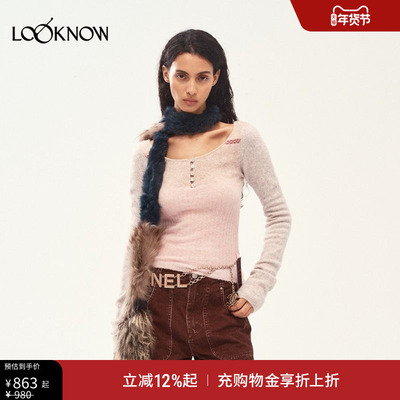 MEDIUM WELL x LOOKNOW25年秋季新款罗斯科拼色羊毛打底衫女