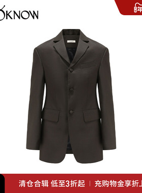 JACQUES WEI设计师品牌LOOKNOW设计感茶灰色马蹄莲马西服女