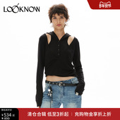 黑色连帽v领针织衫 madeinormal设计师品牌LOOKNOW秋季 新款