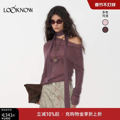 IFBYLAND斜肩薄透绵羊毛上衣