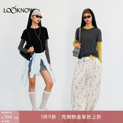 madeinormal X LOOKNOW26春夏新品薄透系列真两件条纹T恤