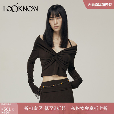 halfmoon X LOOKNOW秋冬新款纽结短款上衣女