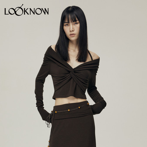 halfmoon X LOOKNOW秋冬新款纽结短款上衣女