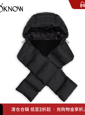 rains设计师品牌LOOKNOW2024年冬季Alta黑色围巾兜帽