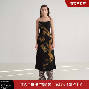 JACQUES WEI 2022春夏新款时尚经典金树金猴吊带连衣裙LOOKNOW