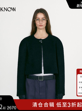 LOW CLASSIC x LOOKNOW设计师品牌2025秋季新款黑色短上衣女