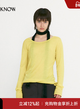 LOW CLASSIC X LOOKNOW设计师品牌25秋冬新品黄色U领针织上衣女