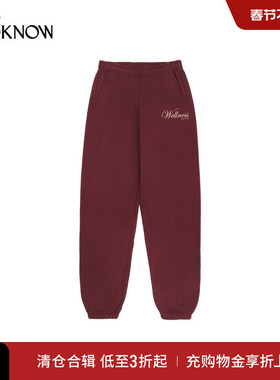 SPORTY AND RICH x LOOKNOW2025冬季新款绯红色卫裤