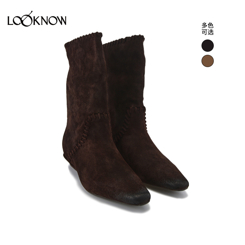 IFBYLAND复古编织堆堆短靴