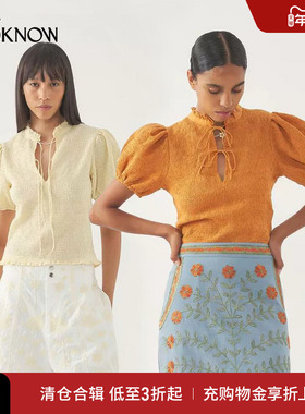 ANTIK BATIK设计师品牌LOOKNOW2025年春季新款泡泡袖系带衬衫女
