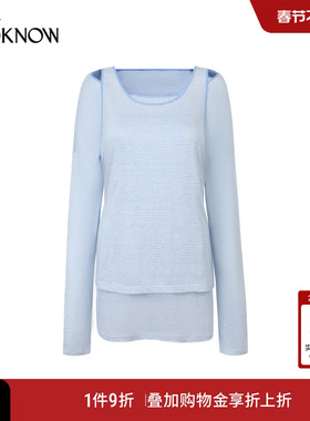 madeinormal x LOOKNOW2026春季新款蓝色条纹真两件T恤背心