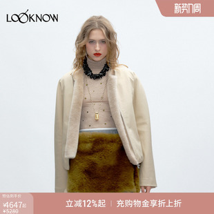 新款 JACQUES LOOKNOW2025秋季 卡其皮草背心羽绒夹克两件套 WEI