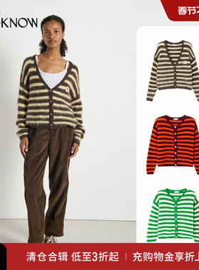 American Vintage设计师品牌LOOKNOW2025年秋季红色条纹开衫VITOW