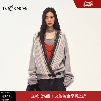 MEDIUM WELL设计师品牌LOOKNOW2025秋季新款渐变花纱v领羊毛开衫