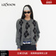 LOOKNOW2025秋冬新款 madeinormal 灰色真两件菱形格毛衣女