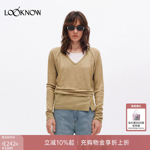 ice dust x LOOKNOW设计师品牌2026年春夏新品假两件休闲T恤
