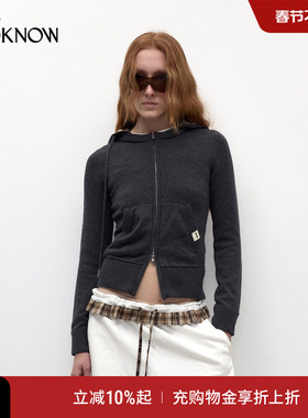 madeinormal格纹系列LOOKNOW25春新美式复古拼接格纹毛衣开衫女