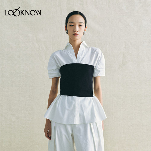 deepmoss x LOOKNOW设计师品牌2026年春夏新品霜墨针织半裹胸衬衫