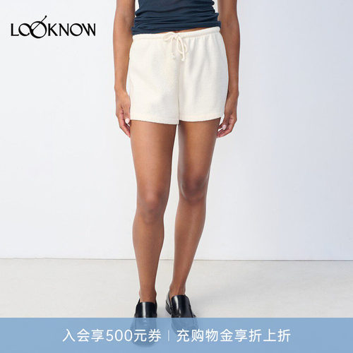 american vintage LOOKNOW26春季新品米白色松紧短裤