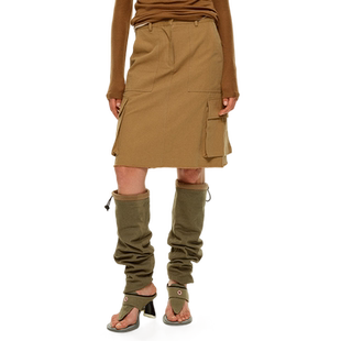 madeinnormal设计师品牌LOOKNOW春夏新款卡其色工装中筒半身裙