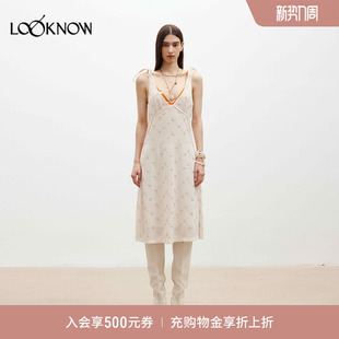 订珠造型肩带连衣裙 LOOKNOW26春夏新品 medium well