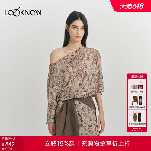 RODERIC WONG x LOOKNOW2026春季新品亚麻印花斜肩T恤