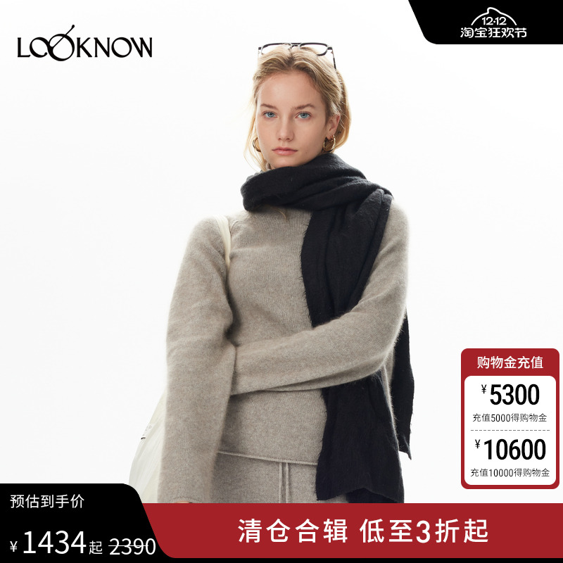 IF BY LAND设计师品牌LOOKNOW冬季新羊毛羊绒混纺高领毛衣