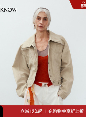 MEDIUM WELL X LOOKNOW2025年秋季新款沙卡水洗短夹克女