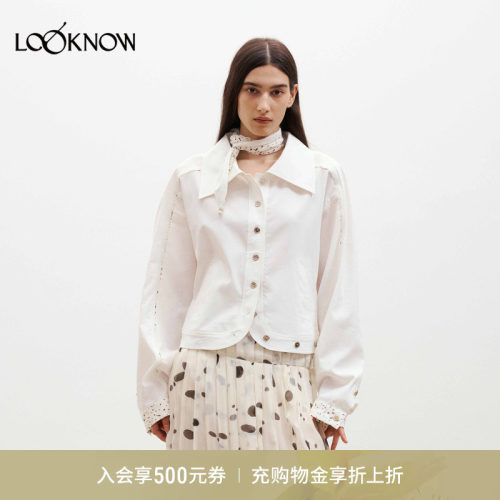 medium well LOOKNOW26春夏新品波点廓形收腰短款衬衫