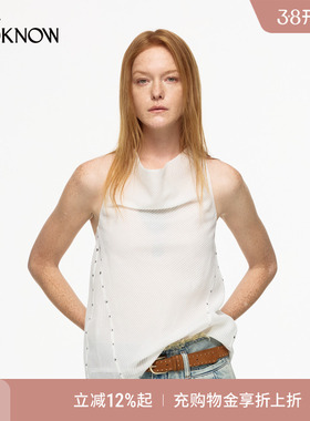 IF BY LAND X LOOKNOW2025春新法式白色蕾丝荡领无袖背心女