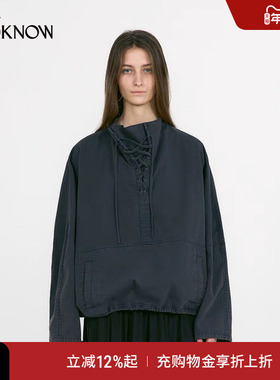 LOW CLASSIC X LOOKNOW设计师品牌25秋冬新品深灰色系带长袖T恤女