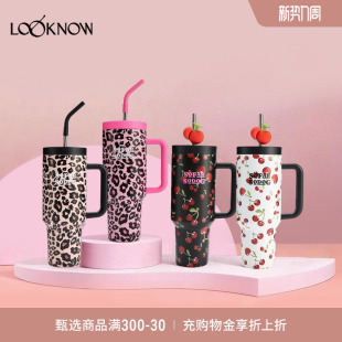新品 LOOKNOW水杯系列樱桃潦草小狗把手杯提手杯2026春季 SFSG