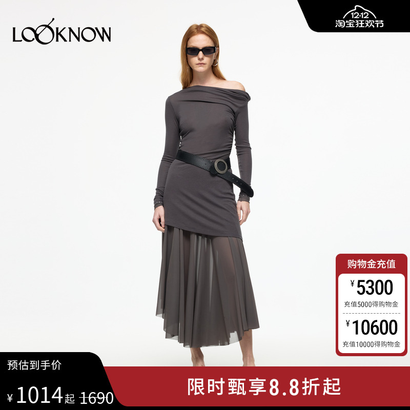 IF BY LANDEASECORE系列LOOKNOW2025春新款不对称网纱连衣裙女