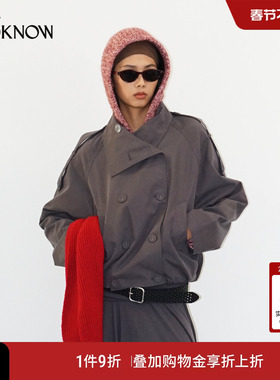 madeinormal x LOOKNOW2026春夏新款炭灰色大翻领花苞外套