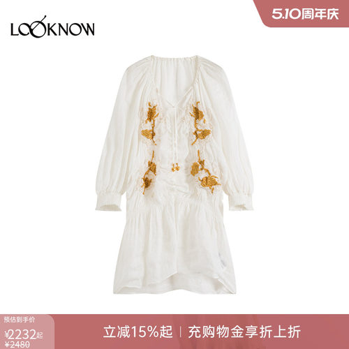 ice dust x LOOKNOW设计师品牌2026年春夏新品V领抓皱花小衫