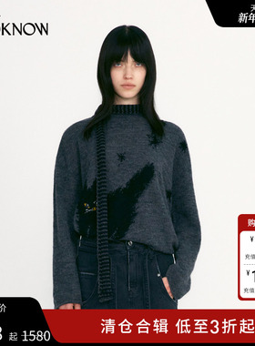 LOW CLASSIC X LOOKNOW2025冬季新品多色猫咪长袖针织衫毛衣女