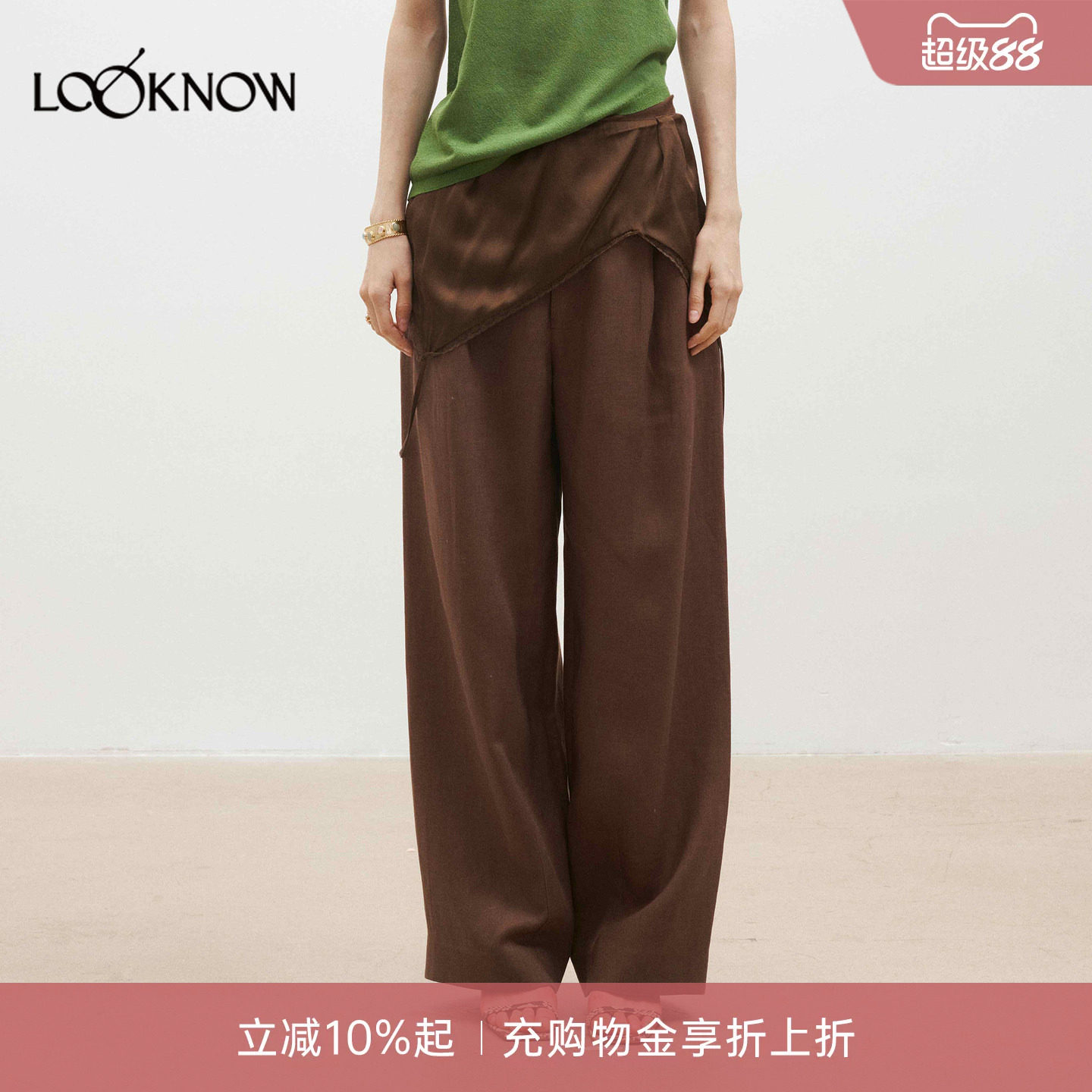 medium well X LOOKNOW设计师品牌26春夏新品蕾丝外翻两件套西裤图片