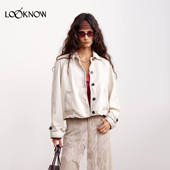 LAND LOOKNOW2026春夏新款 做旧金属丝造型PU外套