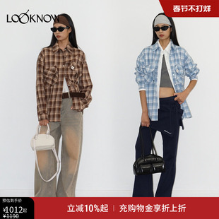 madeinnormal X LOOKNOW2025年秋季新款格纹双口袋衬衫女