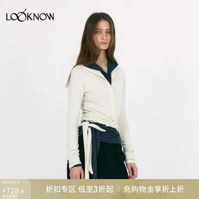 LOW CLASSIC X LOOKNOW秋季新款系扣紧身T恤女