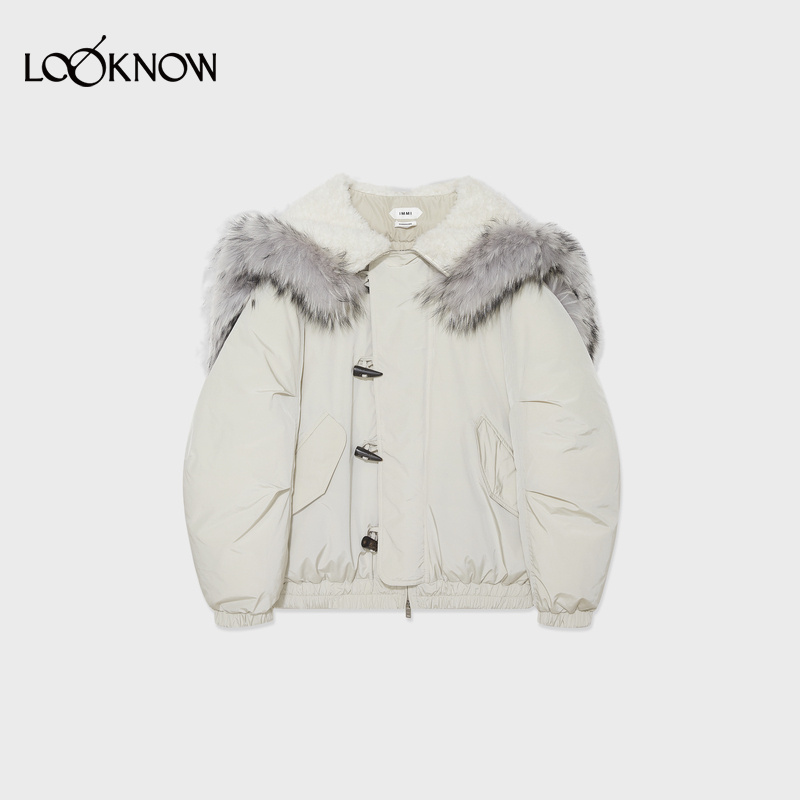 IMMI X LOOKNOW设计师品牌25冬季新品布面毛领小飞侠羽绒服女